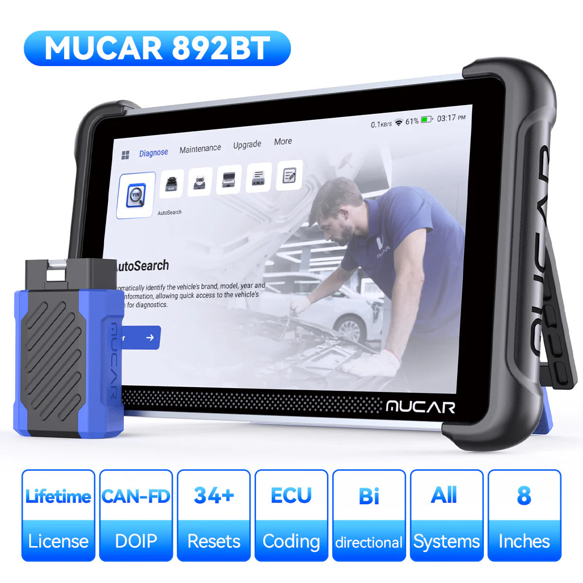 Mucar 892BT – univerzální autodiagnostika OBD2 s češtinou a doživotními aktualizacemi