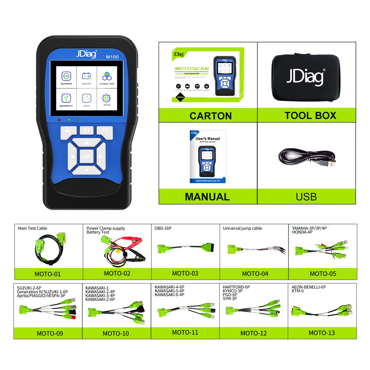 JDiag M100 Univerzální diagnostika motocyklů FULL verze